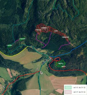 mapa vyhrazení horolezecké oblasti - Bišík (Bischofstein), Supí skály