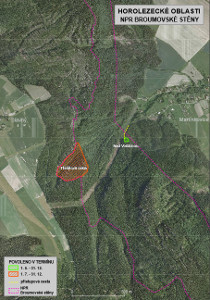 mapa vyhrazení horolezecké oblasti - Broumovské stěny