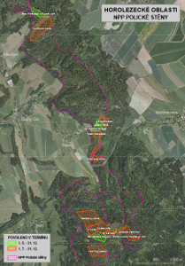 mapa vyhrazení horolezecké oblasti - Polické stěny