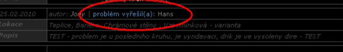 Hlášení pro skalní údržbu - problém jsem vyřešil(a) - problém byl vyřešen